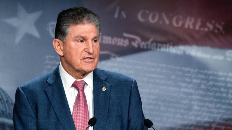 Sen. Joe Manchin, D-W.Va., speaks with reporters during a news conference on Capitol Hill, Monday, Nov. 1, 2021 in Washington. (AP Photo / Alex Brandon)