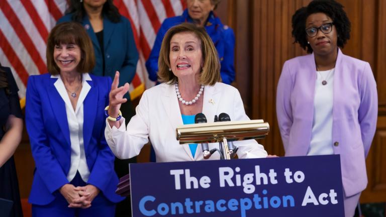 Speaker of the House Nancy Pelosi, D-Calif., makes a point during an event with Democratic women House members and advocates for reproductive freedom ahead of the vote on the Right to Contraception Act, at the Capitol in Washington, Wednesday, July 20, 2022. (AP Photo / J. Scott Applewhite)