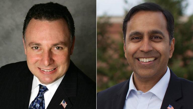 Candidates Peter ‘Pete’ DiCianni, left, and Raja Krishnamoorthi.