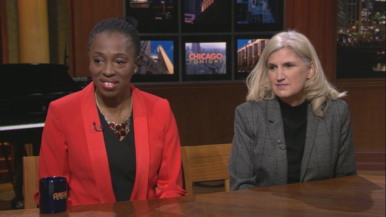 Dr. Ngozi Ezike, left, and Karla Satchell appear on “Chicago Tonight” on Monday, Jan. 27, 2020. (WTTW News)