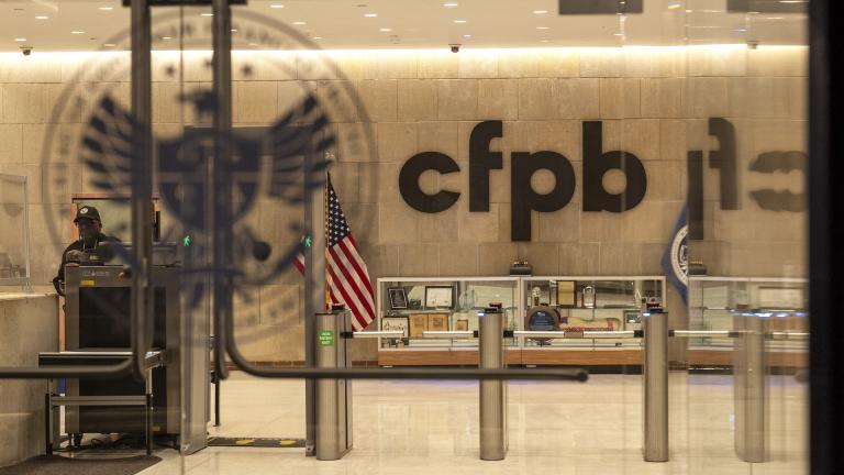 A security officer works inside of the Consumer Financial Protection Bureau (CFPB) building headquarters Monday, Feb. 10, 2025, in Washington. (AP Photo/Jacquelyn Martin, File)