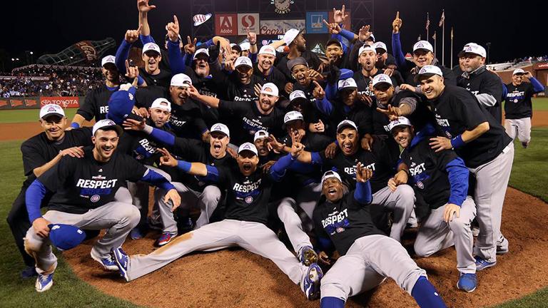 The Chicago Cubs celebrate Tuesday’s win over the San Francisco Giants as the team heads to the National League Championship Series for the second straight season. (Chicago Cubs / Facebook)