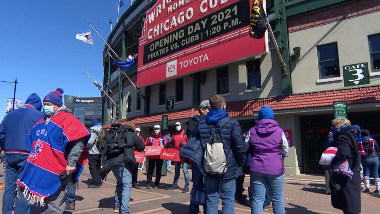 The Cubs home opener at Wrigley Field on Thursday, April 1, 2021. (WTTW News)