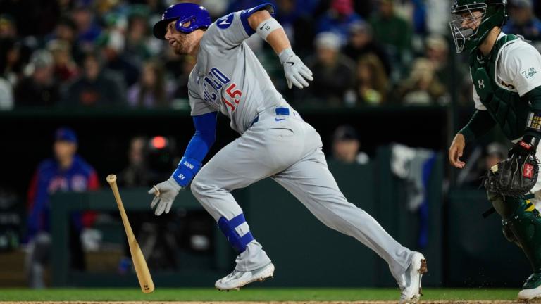 hicago Cubs' Carson Kelly runs after hitting a single during the fifth inning of a baseball game against the Athletics, Monday, March 31, 2025, in West Sacramento, Calif. (AP Photo / Godofredo A. Vásquez)