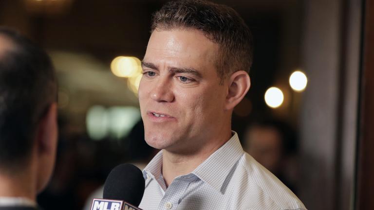 In this Nov. 13, 2019, file photo, Chicago Cubs president of baseball operations Theo Epstein speaks at a media availability during the Major League Baseball general managers annual meetings in Scottsdale, Ariz. (AP Photo / Matt York, File)
