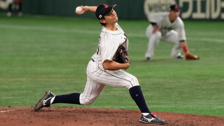  Japan’s relief pitcher Shota Imanaga throws during the fourth inning of the first round Pool B game between South Korea and Japan at the World Baseball Classic at Tokyo Dome in Tokyo, Japan, Friday, March 10, 2023. (AP Photo / Eugene Hoshiko, File)