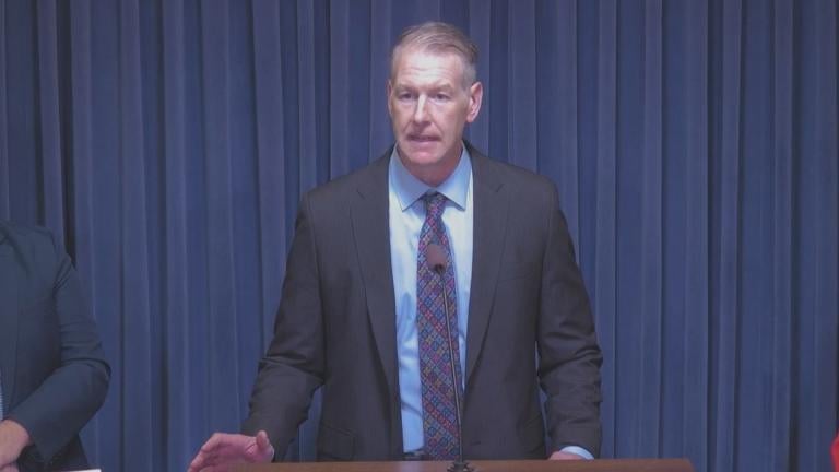 State Sen. John Curran (R-Lemont) speaks at a press conference Tuesday, Nov. 12, 2024. (WTTW News)