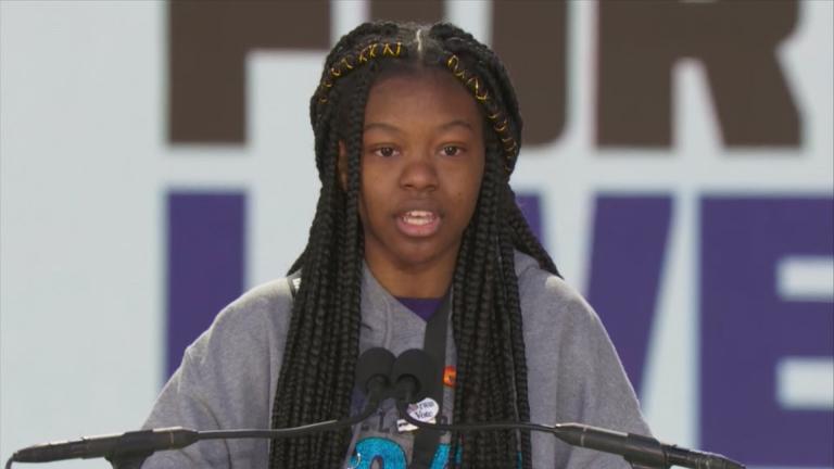Chicago student Mya Middleton, 16, speaks at the March For Our Lives in Washington, D.C., on March 24, 2018.