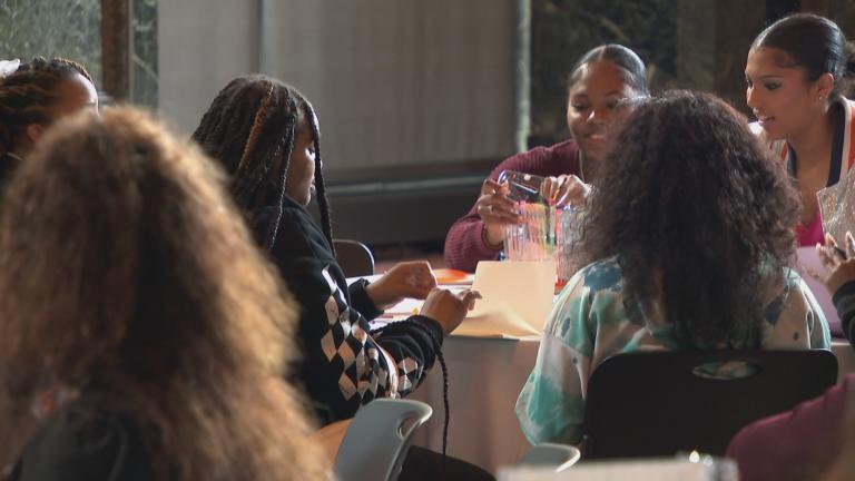 Girls attend a "Bold and Brave" events hosted by the Chicago Department of Family and Support Services. (WTTW News)
