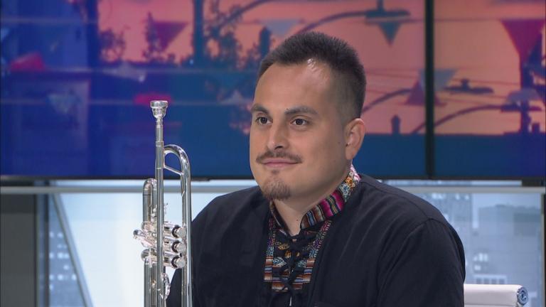 Musician Daniel Flores, also known as Trumpet Papi, joined “Chicago Tonight: Latino Voices” on July 14, 2023. (WTTW News)