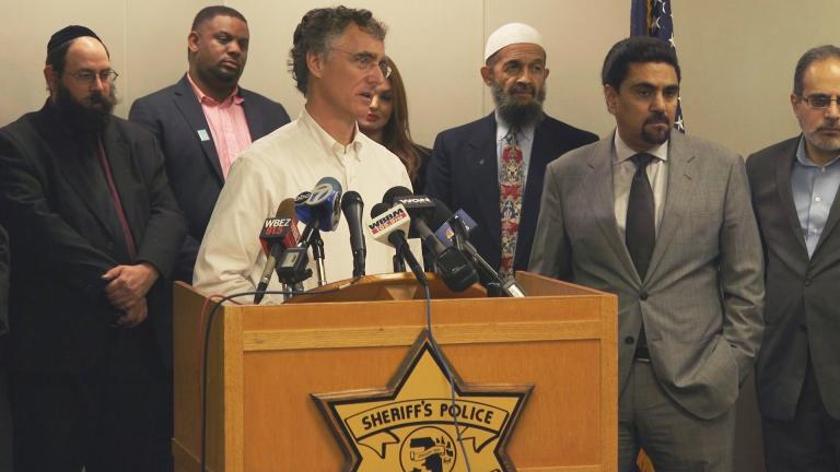 Cook County Sheriff Thomas Dart and leaders from religious and minority communities announce a new hotline for reporting incidents of discrimination. (Chicago Tonight)