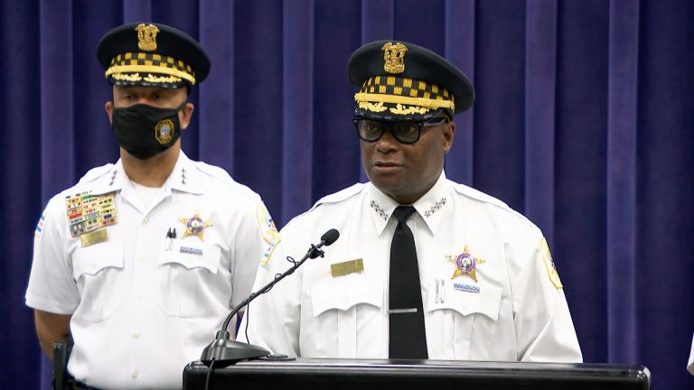 Chicago police Superintendent David Brown talks about his Monday meeting with President Joe Biden at a news conference on Tuesday, July 13, 2021. (WTTW News)