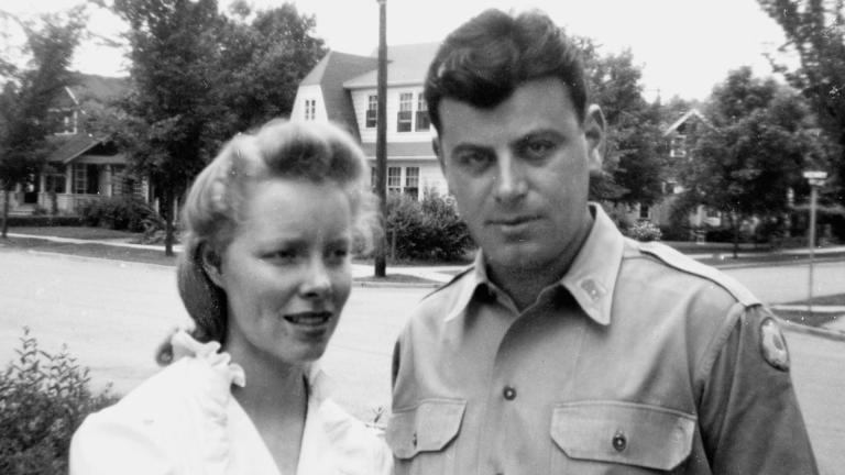 Elliott Maraniss on home leave in Ann Arbor with wife Mary in 1944 before heading to Camp Lee, Virginia, to command an all-black salvage and repair unit in the still-segregated U.S. Army. (Courtesy Simon & Schuster)