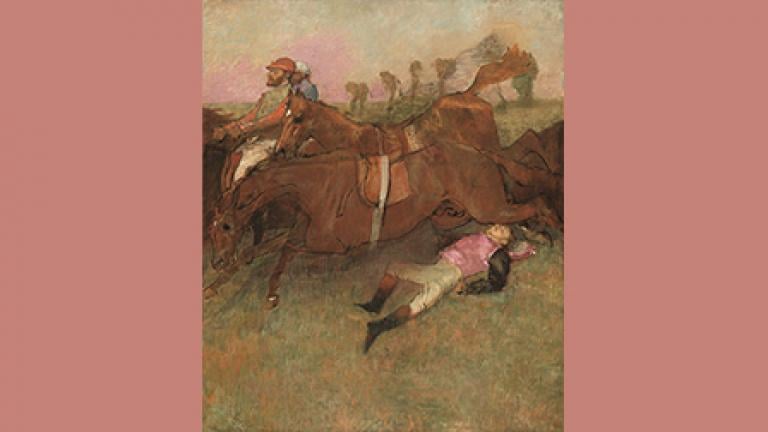 Edgar Degas. Scene from the Steeplechase: The Fallen Jockey, 1866, reworked 1880–1881 and c. 1897. National Gallery of Art, Washington, D.C., Collection of Mr. and Mrs. Paul Mellon, 1999.79.10.