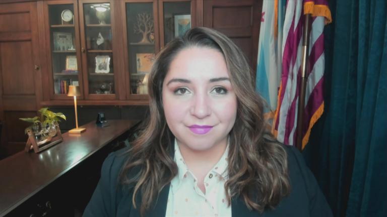 Rep. Delia Ramirez appears on “Chicago Tonight” on Jan. 29, 2023. (WTTW News)