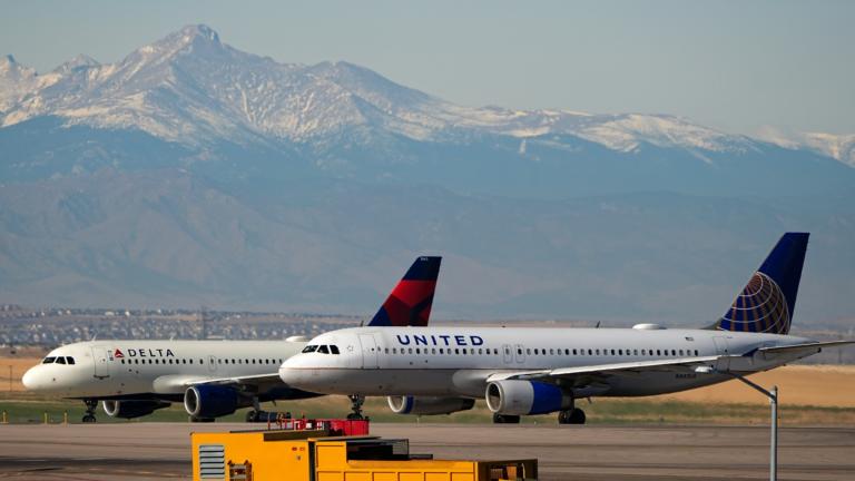 FILE- United and Delta Airlines jetliners taxi down a runway for take off at Denver International Airport, Dec. 24, 2024, in Denver. (AP Photo / David Zalubowski, File)