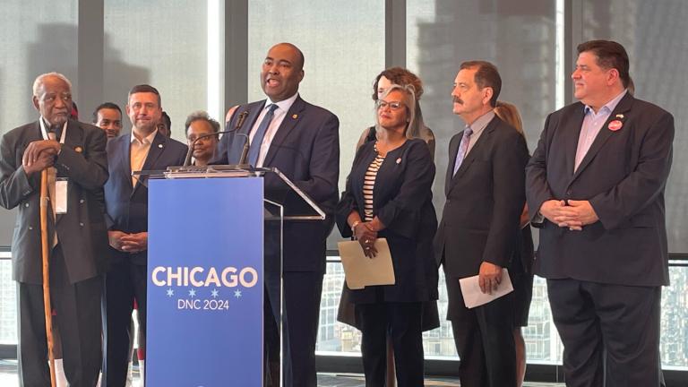 Democratic National Committee Chair Jamie Harrison said the city picked to host the 2024 Democratic National Convention will offer a “turn-key” operation. (Heather Cherone / WTTW News)