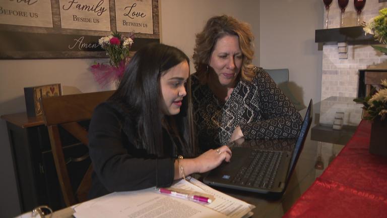 Meydi Guzman Rivas, left, and Sara Huser. (WTTW News)