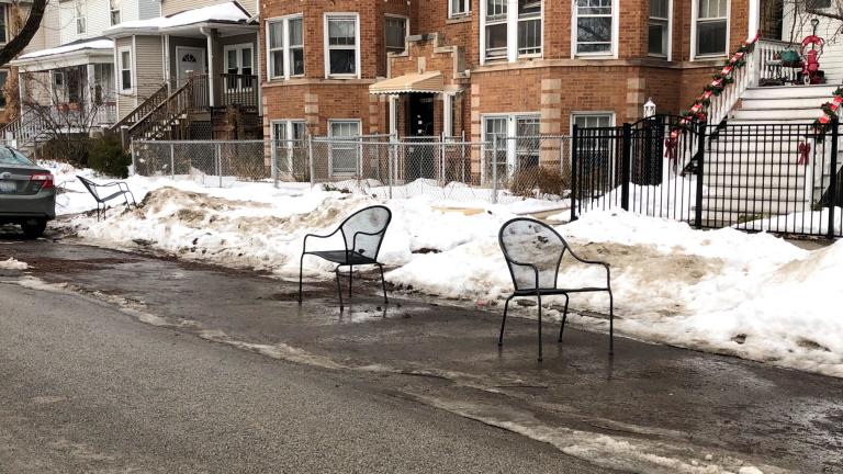 Times up on dibs. Streets and San will start clearing items on Friday, Feb. 11, 2022. (Patty Wetli / WTTW News)