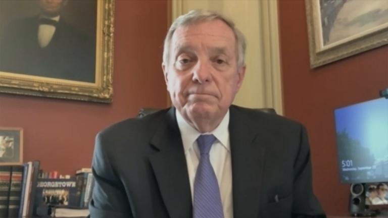 U.S. Sen. Dick Durbin speaks with “Chicago Tonight” via Zoom on Wednesday, Sept. 23, 2020. (WTTW News) U.S. Sen. Dick Durbin speaks with “Chicago Tonight” via Zoom on Wednesday, Sept. 23, 2020. (WTTW News)