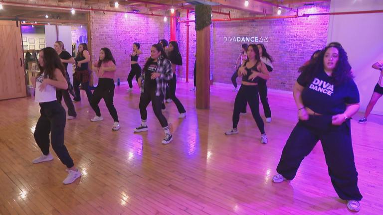 People dance during a class at DivaDance Chicago. (WTTW News)