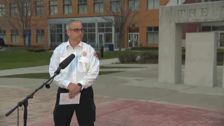 Cicero Fire Chief Dominick Buscemi speaks with Paris Schutz on “Chicago Tonight.” (WTTW News)