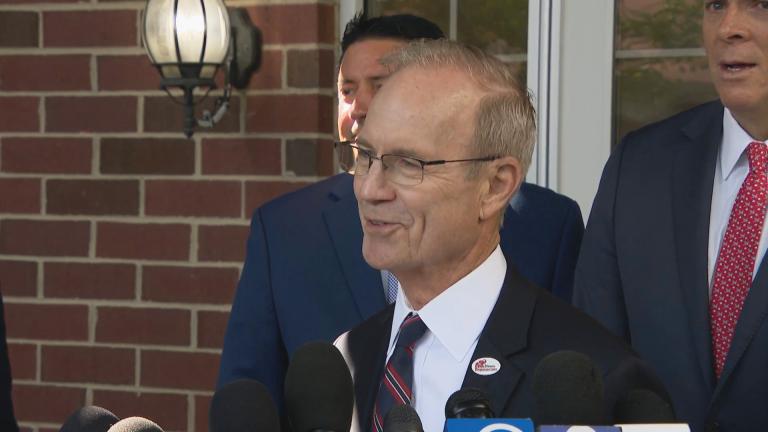 Outgoing Illinois Republican Party Chair Don Tracy speaks to reporters on the last day of the RNC on July 18, 2024. (WTTW News)