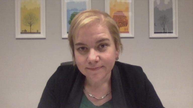 Dr. Allison Arwady, commissioner of the Chicago Department of Public Health, appears on “Chicago Tonight” on Monday, Nov. 9, 2020. (WTTW News)