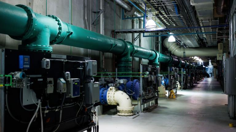 Equipment sits inside the Sweeney Water Treatment Plant, which processes water for much of New Hanover County in Wilmington, N.C., Monday, April 28, 2025. (AP Photo / Ben McKeown)