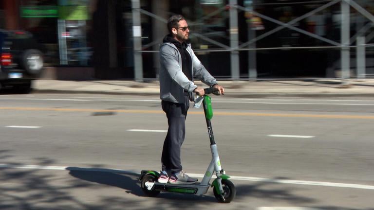 Chicagoans took approximately 540,000 rides on electric scooters during a four-month second trial run in 2020, officials said. (WTTW News)