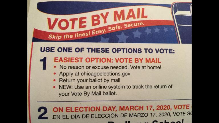 A mailer sent from the Chicago Board of Elections for the March 2020 primary. (WTTW News)