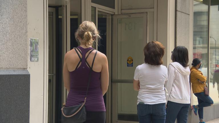Voters line up to cast early ballots in the 2020 election. (WTTW News)