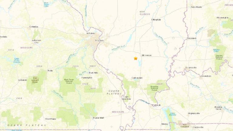 A 3.1 magnitude earthquake was reported in southern Illinois, roughly 100 miles south of Springfield. (U.S. Geological Survey)