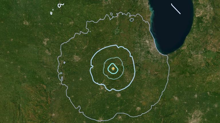 Aerial map of the epicenter of Wednesday's earthquake, Nov. 15, 2023. (U.S. Geological Survey)