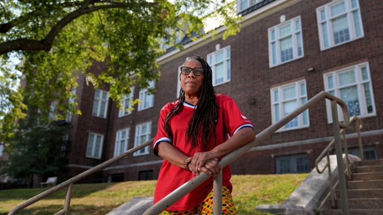 Thomasina Clarke poses for a photo outside Sumner High School Sept. 18, 2025, in St. Louis. (AP Photo / Jeff Roberson)