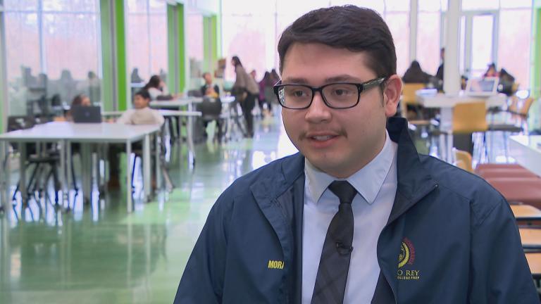 Edwin Morales, a student at Cristo Rey St. Martin College Prep in Waukegan. (WTTW News)