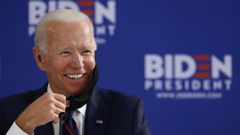 In this June 11, 2020, file photo Democratic presidential candidate former Vice President Joe Biden smiles while speaking during a roundtable on economic reopening with community members in Philadelphia. (AP Photo / Matt Slocum, File)