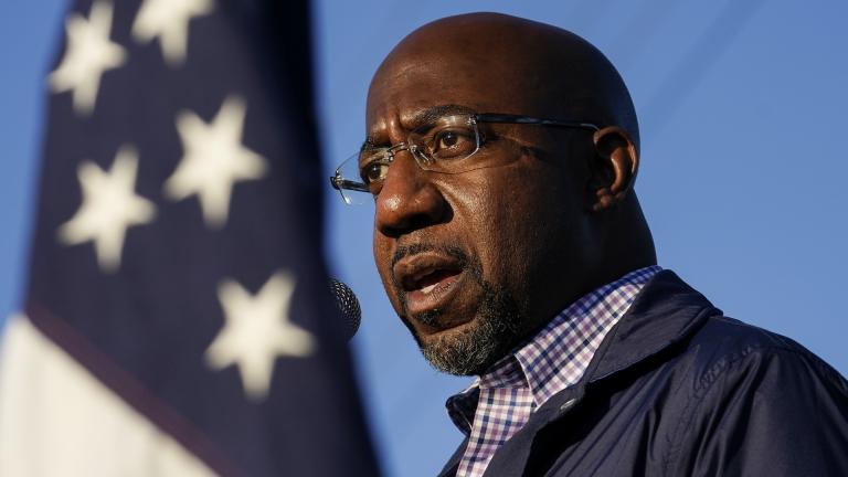 In this Nov. 15, 2020, file photo Raphael Warnock, a Democratic candidate for the U.S. Senate, speaks during a campaign rally in Marietta, Ga. (AP Photo/Brynn Anderson, File)