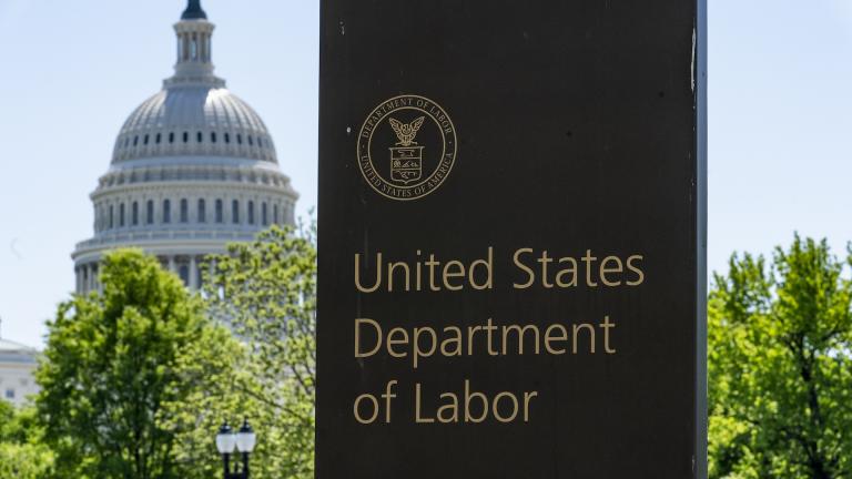 In this May 7, 2020, photo, the entrance to the Labor Department is seen near the Capitol in Washington. (AP Photo / J. Scott Applewhite) In this May 7, 2020, photo, the entrance to the Labor Department is seen near the Capitol in Washington. (AP Photo / J. Scott Applewhite)