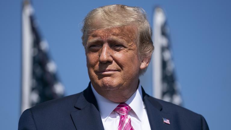 President Donald Trump arrives for a campaign rally at Robeson County Fairgrounds, Saturday, Oct. 24, 2020, in Lumberton, N.C. (AP Photo / Evan Vucci) President Donald Trump arrives for a campaign rally at Robeson County Fairgrounds, Saturday, Oct. 24, 2020, in Lumberton, N.C. (AP Photo / Evan Vucci)