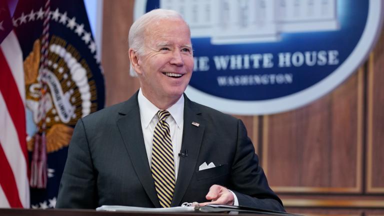 President Joe Biden smiles as he speaks about infrastructure in the South Court Auditorium on the White House complex in Washington, Oct. 19, 2022. (AP Photo / Susan Walsh, File)