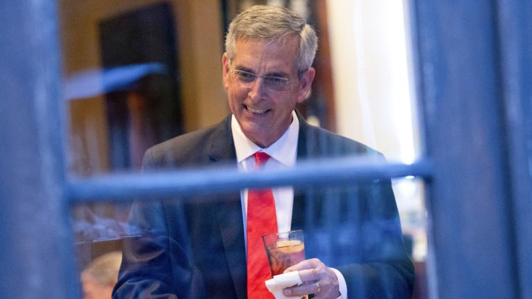 Georgia Secretary of State Brad Raffensperger talks with supporters during an election night party on May 24, 2022, at a restaurant in Peachtree Corners, Ga. (AP Photo / Ben Gray, File)