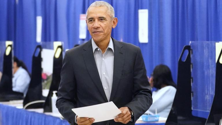 Former President Barack Obama heads to a voting machine to cast his ballot at an early vote venue Oct. 17, 2022, in Chicago. Obama is trying to do something he couldn't during two terms as president: help Democrats succeed in national midterm elections when they already hold the White House. (AP Photo/Charles Rex Arbogast, File)