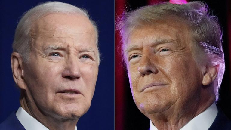  In this combination of photos, President Joe Biden speaks on Aug. 10, 2023, in Salt Lake City, from left, former President Donald Trump speaks on July 8, 2023, in Las Vegas. (AP Photo, File)