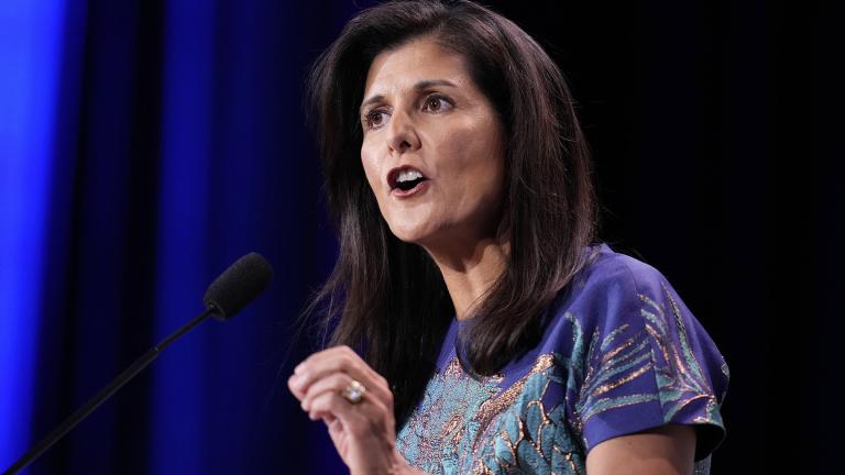 Former U.N. Ambassador Nikki Haley speaks at an annual leadership meeting of the Republican Jewish Coalition, Nov. 19, 2022, in Las Vegas. (AP Photo / John Locher, File)