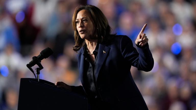 Democratic presidential nominee Vice President Kamala Harris speaks at a campaign rally at the Resch Expo in Green Bay, Wis., Thursday, Oct. 17, 2024. (AP Photo / Susan Walsh)