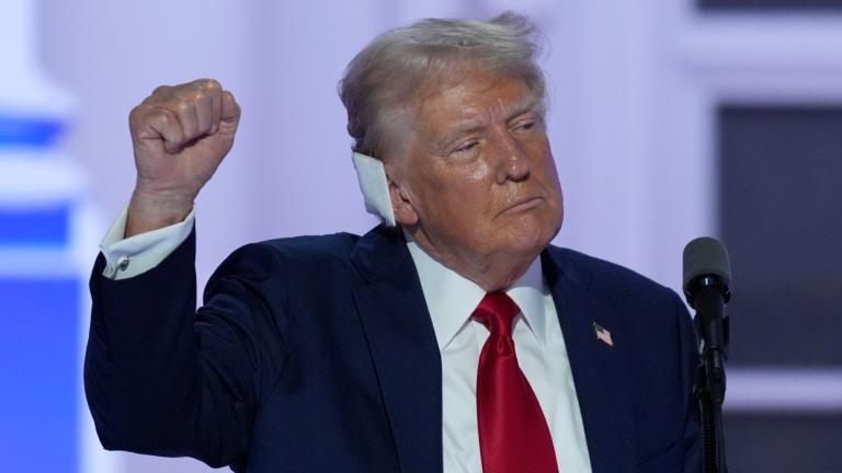 Republican presidential candidate former President Donald Trump speaks during the Republican National Convention on Thursday, July 18, 2024, in Milwaukee. (J. Scott Applewhite / AP Photo)