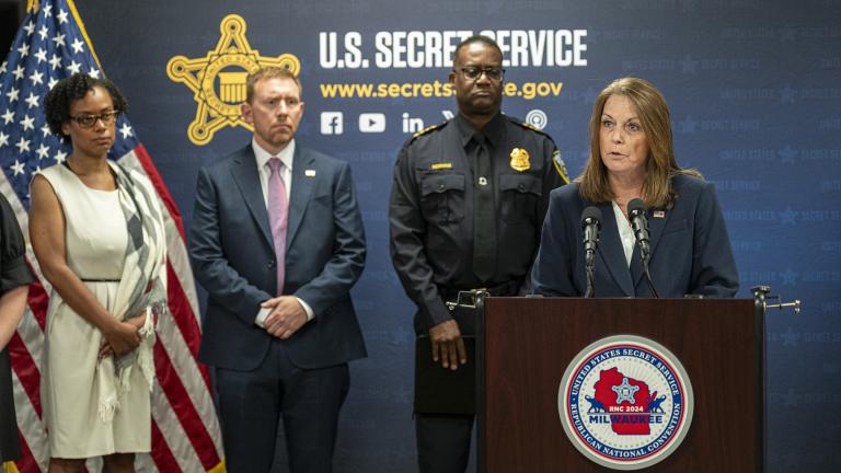 U.S. Secret Service Director Kimberly Cheatle speaks during a Republican National Convention security news conference Friday, June 21, 2024, in Milwaukee. (AP Photo / Andy Manis)