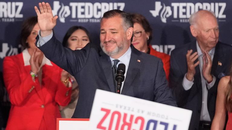 Sen. Ted Cruz, R-Texas, speaks during a watch party on election night, Tuesday, Nov. 5, 2024, at the Marriott Marquis in Houston. (AP Photo/LM Otero)