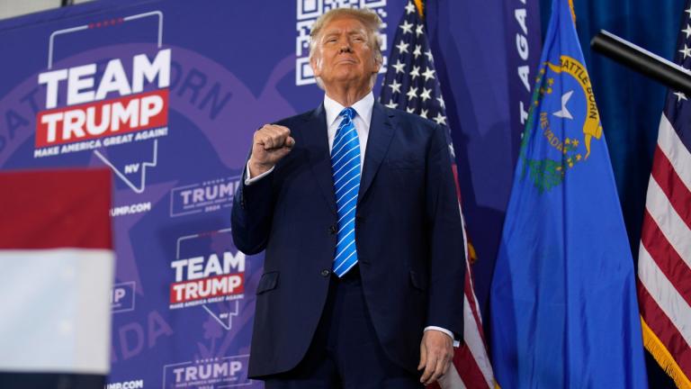 Republican presidential candidate former President Donald Trump speaks at a campaign event Saturday, Jan. 27, 2024, in Las Vegas. (John Locher / AP Photo)